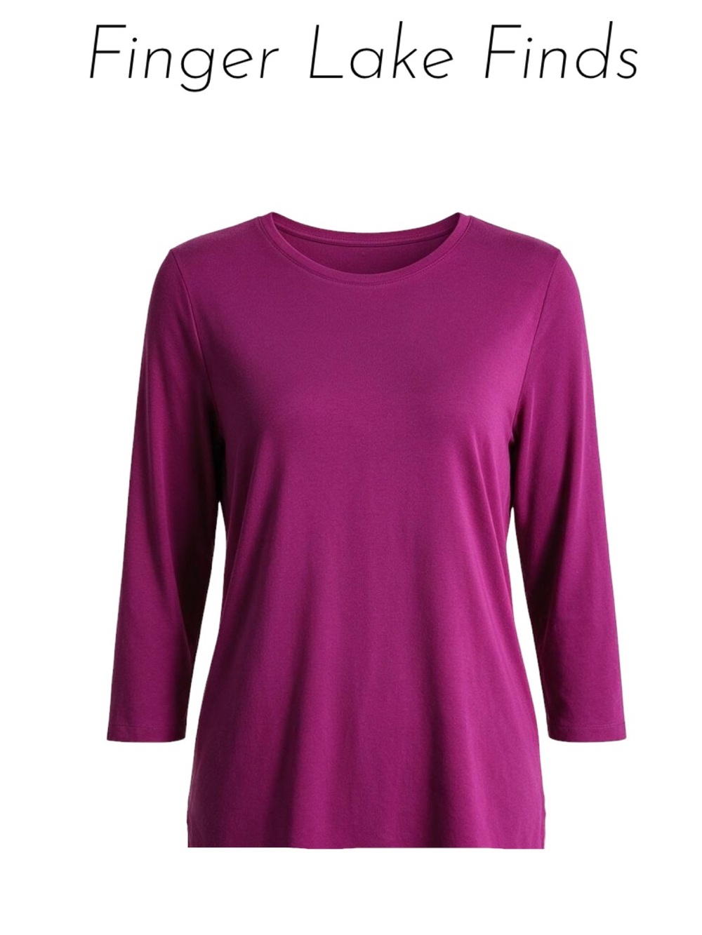 Lands' End Women's Raspberry 3/4 Sleeve Top, M